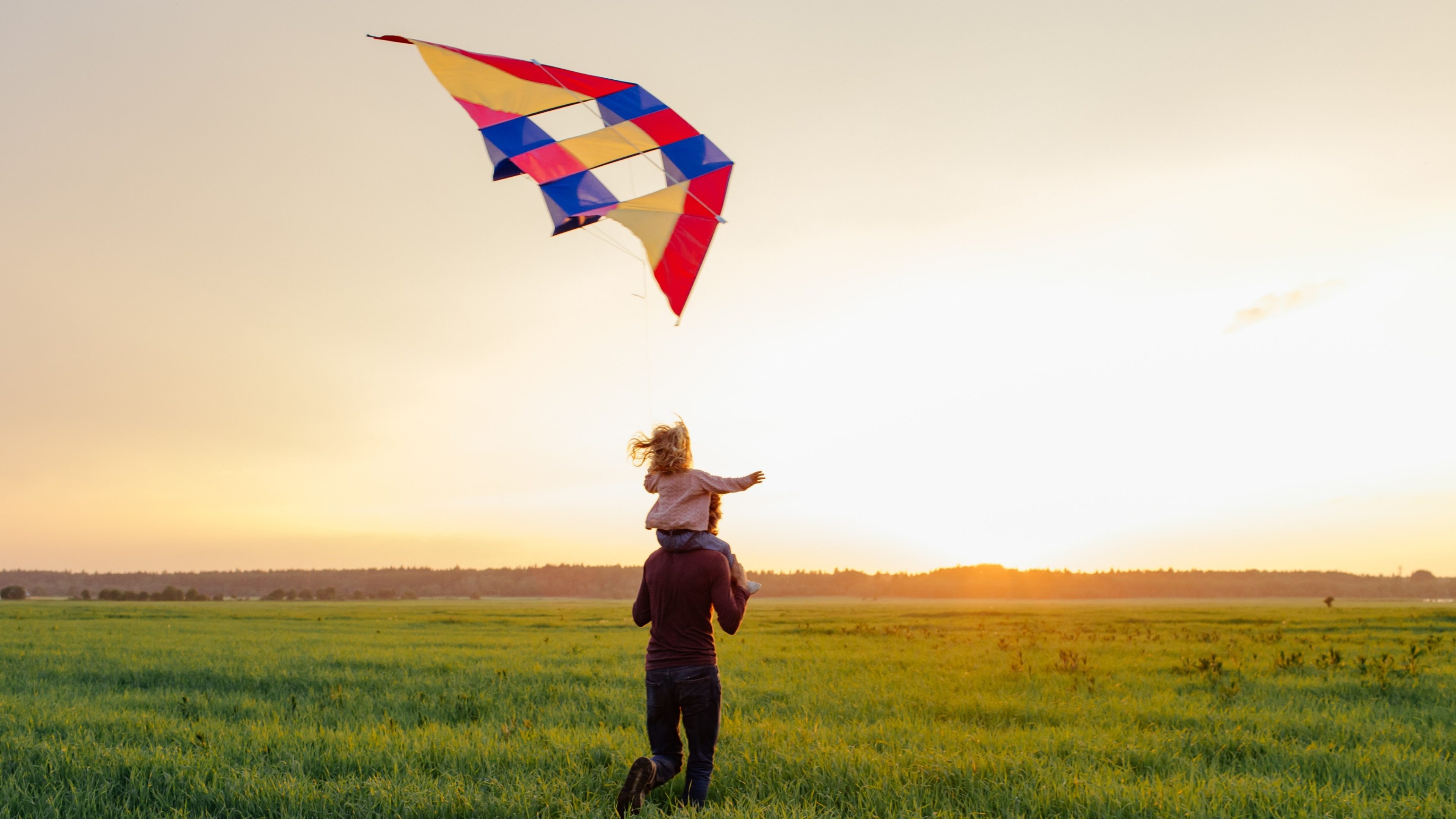 Illustration for Swiss Life Asset Managers Responsible Investment Report: Father and daughter running on a field with a kite